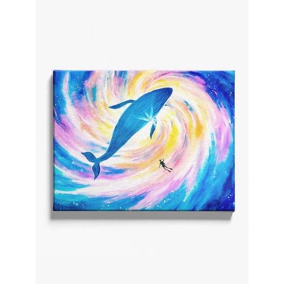 Diving With Whale In Space 11x14 Canvas -Image by Shutterstock,