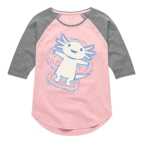 Instant Message - Axolotl Snow Angel   - Toddler & Youth Girls Raglan Graphic T-Shirt