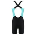 thumbnail image 3 of MSemis Kids Girls Athletic One Piece Boyleg Swimsuit Rashguard Surfing Bathing Suit Green&Black 16, 3 of 4