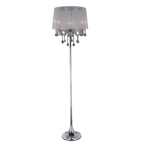 Myco Furniture Natalia Floor Lamp With Nickel With White Finish NT944