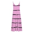 thumbnail image 4 of Honeeladyy Womens Summer Sleeveless Maxi Dress V Neck Bohemian Adjustable Spaghetti Strap Striped Loose Long Dress Pink L, 4 of 5