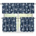 thumbnail image 1 of White Sailboat Tree 3 Piece Kitchen Window Curtain Panel Tiers and Valance Set Kitchen Window Coverings Tiered Kitchen Curtains for Kitchen Bathroom, 1 of 5