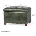 thumbnail image 3 of KriKac Storage Ottoman Rectangular Tufted Upholstered Ottomans with Rivet, Footrest Footstool Seat with Wood Legs for Living Room Bedroom (Black Green), 3 of 7