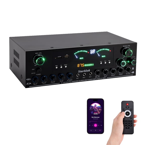 VIPQV Stereo Receivers 3000W 5.1 Channel Home Audio Amplifier, Karaoke, Theater Speakers with Bluetooth