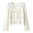 thumbnail image 4 of Cardigan Sweaters for Women Long Sleeve Lightweight Open Front Hollow out Floral Crochet Knit Cardigans Fall Clothes, 4 of 5