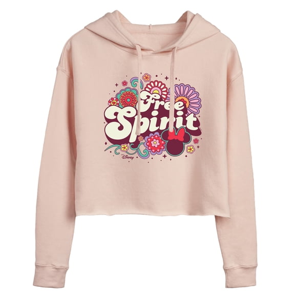 Disney - Mickey & Friends - Minnie Mouse - Free Spirit - Flowers Blooming - Juniors Cropped Pullover Hoodie