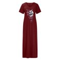 thumbnail image 4 of Vestido informal de verano para mujer, vestido largo de manga corta con bolsillo Sexy y cuello redondo con estampado de Calavera de Halloween Fridja  bnh2573, 4 of 8