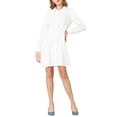thumbnail image 5 of INSPIRE CHIC Women's Polka Dots Long Sleeve A Line Button up Belted Shirt Dress M White, 5 of 6