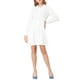 thumbnail image 5 of Vestido de camisa abotonado con cinturón de manga larga y lunares para mujer Inspire Chic XS Blanco, 5 of 6