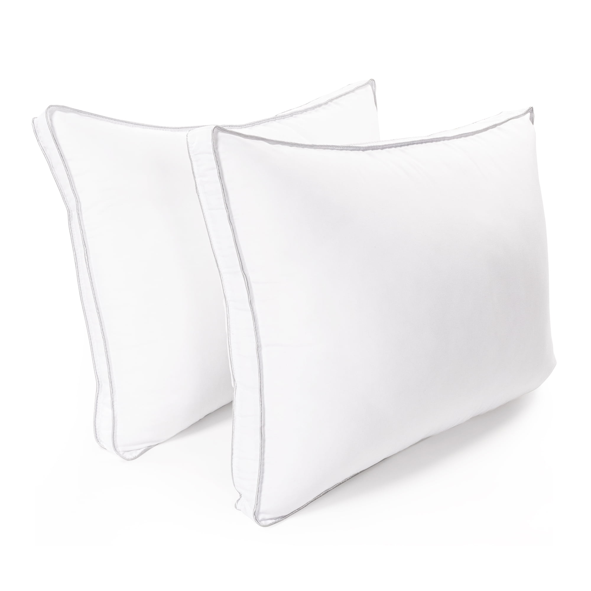 Superior Solid Microfiber Medium Density Pillow with Gusset, Set of 2, Queen