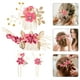 thumbnail image 5 of Juego de 4 peinetas para el pelo de boda hechas a mano, tocado floral para novia, accesorios para el cabello con diamantes de imitación, accesorios para vestido de novia (rosa), 5 of 5
