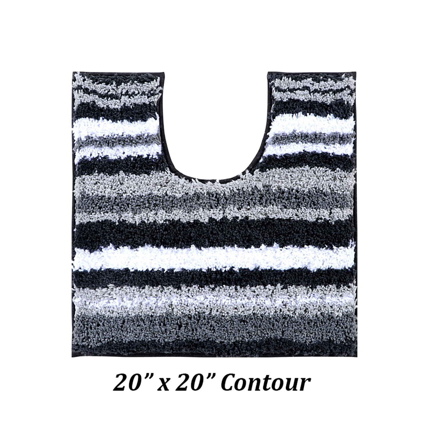 Better Trends 20" x 20" U-Shape Toilet Rug, 100% Polyester Non Reversible Tufted Bathroom Rug, Contour Mat, Water Absorbent, Machine Washable, Toilet Base Rug Griffie Collection - Gray