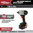 Hyper Tough 20V Max Brushless 1/2-inch Mid-Torque Cordless Impact Wrench with 4.0Ah Lithium-Ion Battery and Charger