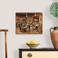 thumbnail image 4 of Cuadro decorativo lienzo panorámico óleo saloon viejo oeste vaqueros jugando poker bar música western trofeos de ciervos obra vintage rústica para sala bar oficina cabaña, 4 of 7