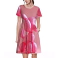 thumbnail image 1 of Lsque Robe Décontractée Imprimée Chiot Ballon Rose T-Shirt d'Été Manches Courtes Col Rond Robes Évasées, 1 of 6