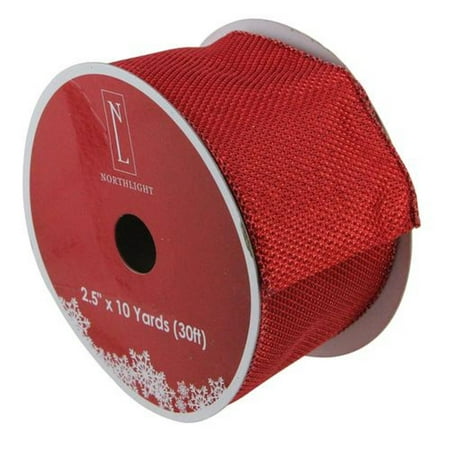 Red Glittery Wired Christmas Craft Ribbon 2.5