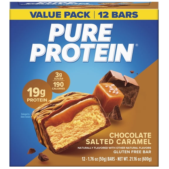 Pure Protein Bar, Chocolate Salted Caramel, 19g Protein, 12 Ct