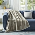 thumbnail image 4 of Posh Pascal 50"x60" Reversible Fabric Heathered Sherpa Blanket in Taupe Brown, 4 of 10