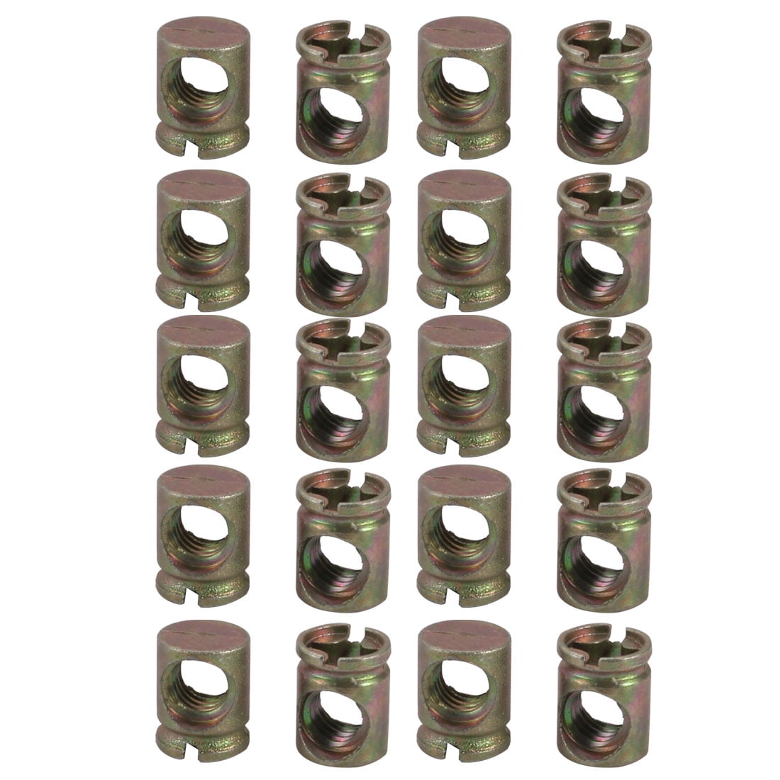 Uxcell M6 Thread 11mm Length Iron Drive Cross Dowel Nut (20pack