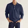 thumbnail image 2 of Fabrcox Men Long Sleeve Polo Shirts Classic Fit Collared Golf Shirts for Men Button Casual Outdoor Sports Office Men Work Shirt Navy XXXL, 2 of 6