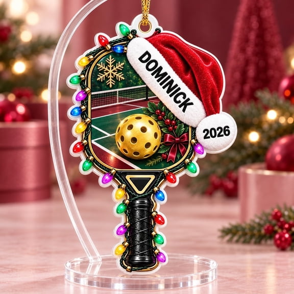 Pickleball Ornament Christmas Printed Acrylic Hanging Decor for Pickleball Players, Tree Hanging Decoration, Holiday Decor