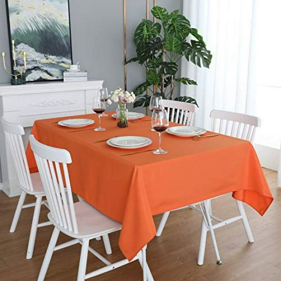 FOLINS&HOME Orange Rectangular Table Cloth in Heavy Duty and Water Resistant Polyester-Wrinkle Free Spillproof and Washable Tablecloth 60 x 102 inch-Table Cover for Indoor and Outdoor-Oblong/Rectangle