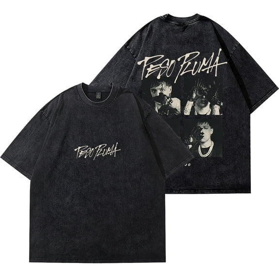 Peso Pluma Exodo Tour Merch Vintage Wash Tee Summer Fashion Streetwear Short Sleeve T-shirts Crewneck