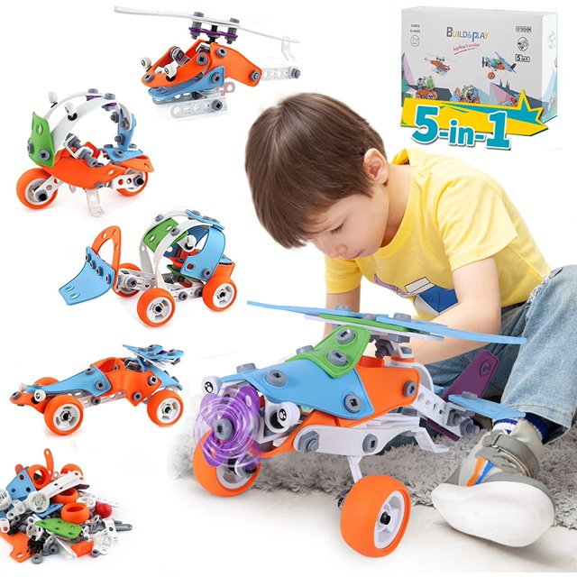 TFixol STEM Learning Toys for 6-12 Years Old Boys&Girls, Educational Engineering Construction Toy Set, DIY Building Models(5in1) Toy Kit, Building Blocks Toys, Creative STEM Toy Gift for Kids…