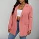 thumbnail image 2 of Sudaderas,Blazer informal para mujer, liso, con botones en la parte delantera, manga larga y bolsillos, poliéster, para el trabajo o el hogar, sopatenor, 2 of 9