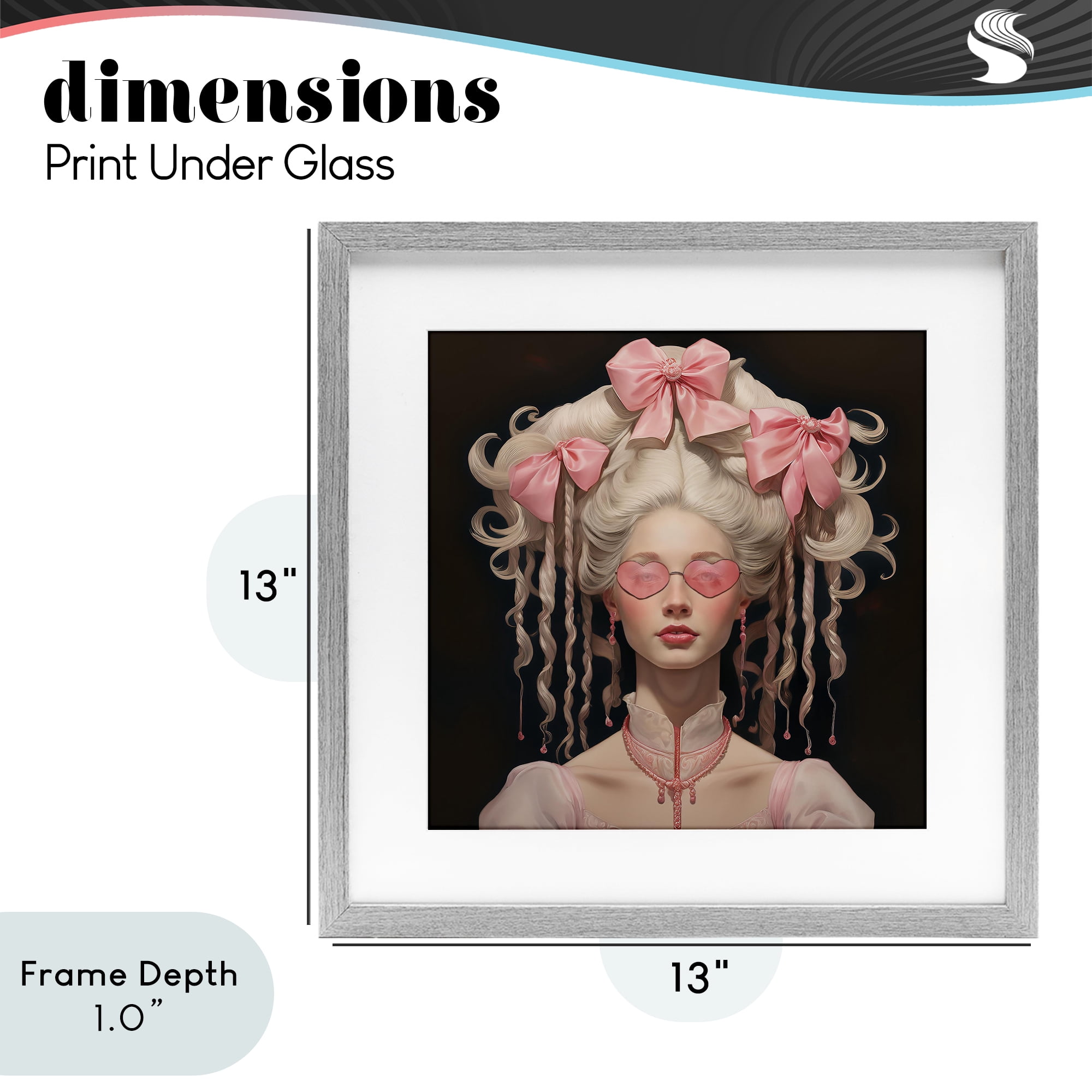 Stupell Industries Rococo Woman Opulent Ribbons Gray Framed Print Under Glass, design by Grotto Studios