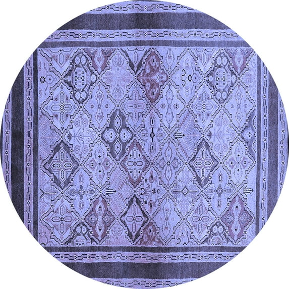 Ahgly Company Indoor Round Oriental Blue Traditional Area Rugs, 4' Round