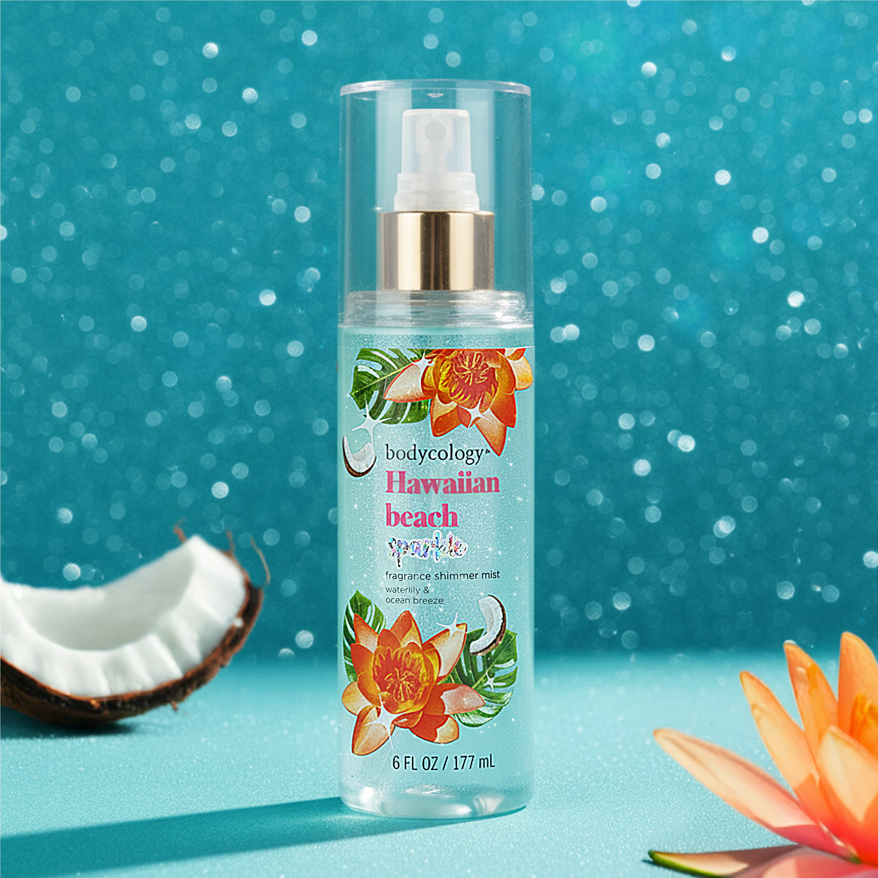 Bodycology Sparkle Fragrance Shimmer Mist, Hawaiian Beach, 6 fl oz
