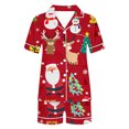 thumbnail image 5 of VBTAPA Womens Christmas Pajama Shorts Sets 2 Piece Holiday Sleepwear Cute Cartoon Graphic Button Down Shirt Elastic Waist Pants Matching Loungewear Set Xmas Jammies Red L, 5 of 6