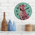 thumbnail image 3 of Yayeee 10" Wall Clock Battery Operated Quartz Round Silent Non-Ticking Home Decor, Big Pink Cheetah, 3 of 6