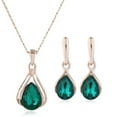 thumbnail image 2 of 3Ct Pear Cut Simulated Green Emerald Women's Weddings Gift Mix Jewelry Set 14K Rose Gold Plated 18", 2 of 2