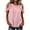 hgg059-Pink, variant on Women's Summer Patchwork Off Shoulder Top Casual Button Detail Short Sleeve Soft Breathable Blouse