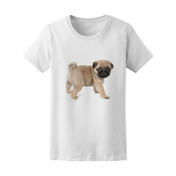 Cute Puppy Pug Graphic T-Shirt Women -Image by Shutterstock, Female Large