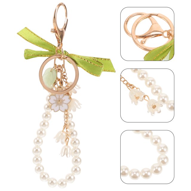 LIFKOME 1Pcs Lily Flower Keychain With Ribbon Material For Girls Handbag Decor 7x2x0.4in