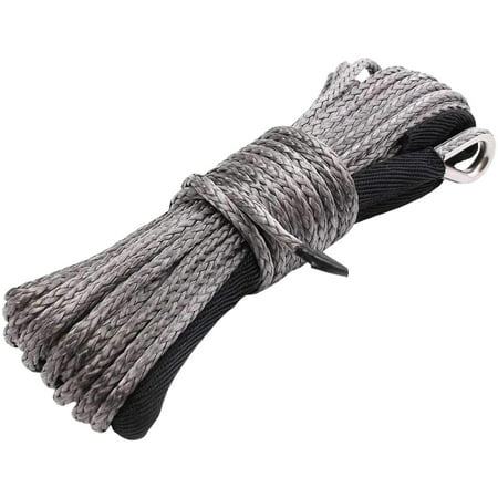 

ZEMIKANIOR Synthetic Winch Rope String Line 1/4 50ft 7500LBs ATV UTV SUV Truck Boat Towing Synthetic Winch Recovery Rope(Gray)