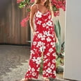 thumbnail image 2 of Rutainlusire Women's Summer Vacation Jumpsuits with Pockets Sleeveless Loose Fit Printed Spaghetti Strap Jumpsuits, 2 of 5