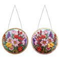thumbnail image 2 of NEW HABIITS DIY Dotted Diamond Pendant, Diamond Art Painting Creative Design Round Home Decoration Pendant (Double-Sided Pattern, Single-Sided Dotted Diamond)-Flower1, 2 of 12