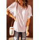 thumbnail image 3 of ABPHQTO Top de mujer con mangas volantes de encaje de satén rosa, 3 of 5