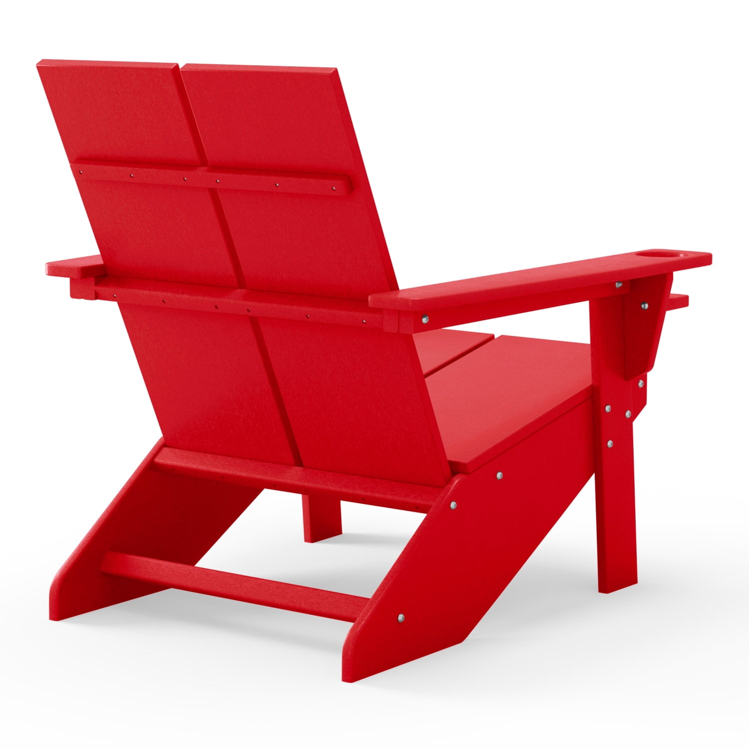 WestinTrends Riviera Outdoor HDPE Modern Adirondack Chair with Cup Holder (Set of 4), Red