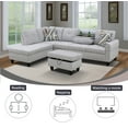 thumbnail image 5 of Wzlam Sectional Couch for Living Room Furniture Sets, Grey White Flannel L Shape Chaise with Storage Ottoman, Modern 3 Piece Sofa Sets for Bedrooms, Apartments and Offices(Facing Left Chaise), 5 of 5