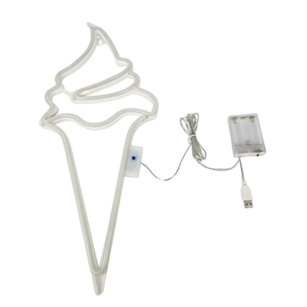 Letrero de neón LED con diseño de helado grande, ideal para decoración de pared, regalo o fiesta. blanco y azul