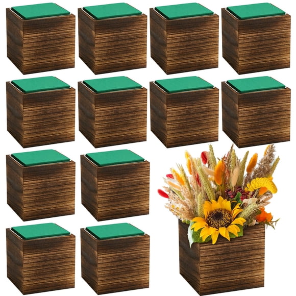 Dandat 12 Set Wood Cube Planter Box Square Wood V
