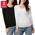 thumbnail image 3 of Lucky Brand Women's 2-Pack Soft Lightweight Cotton Tee Long Sleeve Crew T-Shirt, 3 of 5