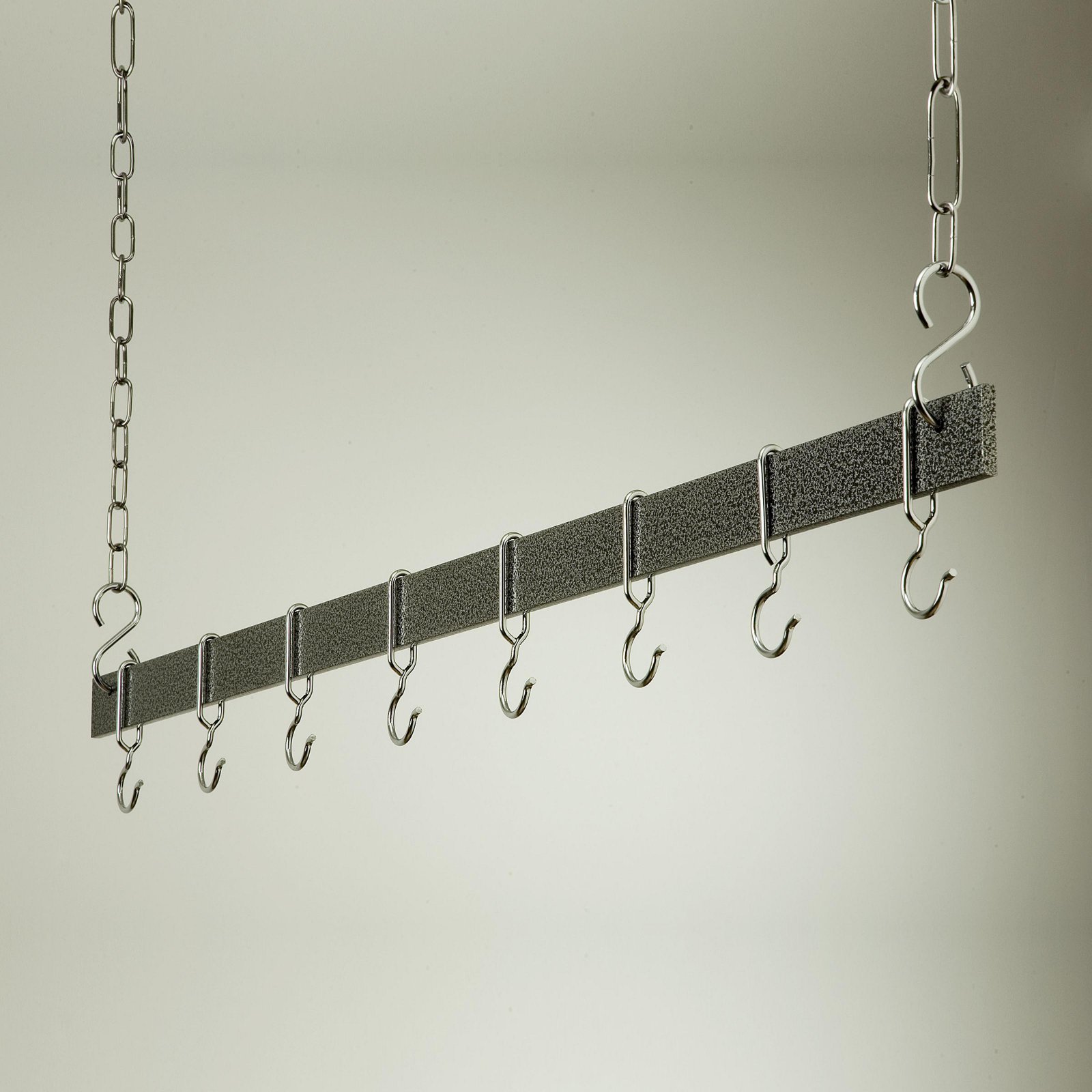 Hammered Steel Hanging Bar Pot Rack