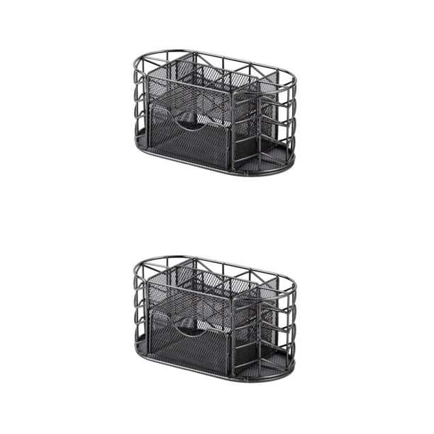 Matsuzay Marco de hierro duradero: caja de almacenamiento de escritorio organizada y accesorios con mano de obra exquisita negro negro 2Conjunto