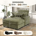 thumbnail image 3 of BedLuxury Oversized Accent Chair with Ottoman for Living Room,  Single Sleeper Sofa Armchair with 3 Pillows, Lounge Sofa Bed, Green, 3 of 7